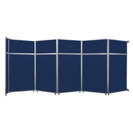 Versare Operable Wall Folding Room Divider 19'6" x 8'5-1/4" Navy Blue Fabric 1070503